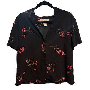 Norton‎ McNaughton Black and Pink Floral Blouse